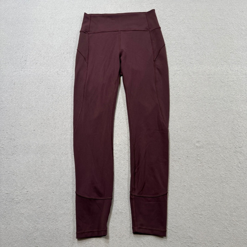 Lululemon In Movement Leggings Women's 6 Burgundy High Rise Athletic Yoga Gym